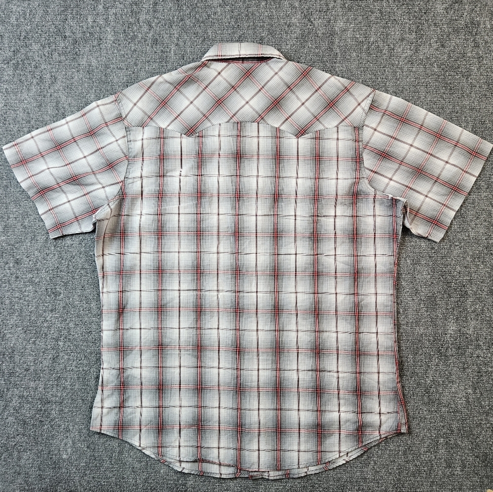 Vintage Wrangler Rancher Plaid Western Pearl Snap Short Sleeve Shirt - Picture 4 of 8